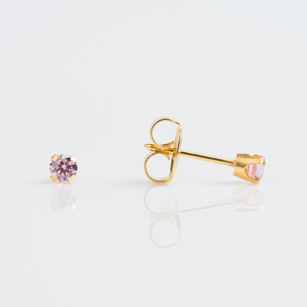 9CT GOLD TIFF. 3MM PINK CUBIC ZIRCONIA - SPARKLN