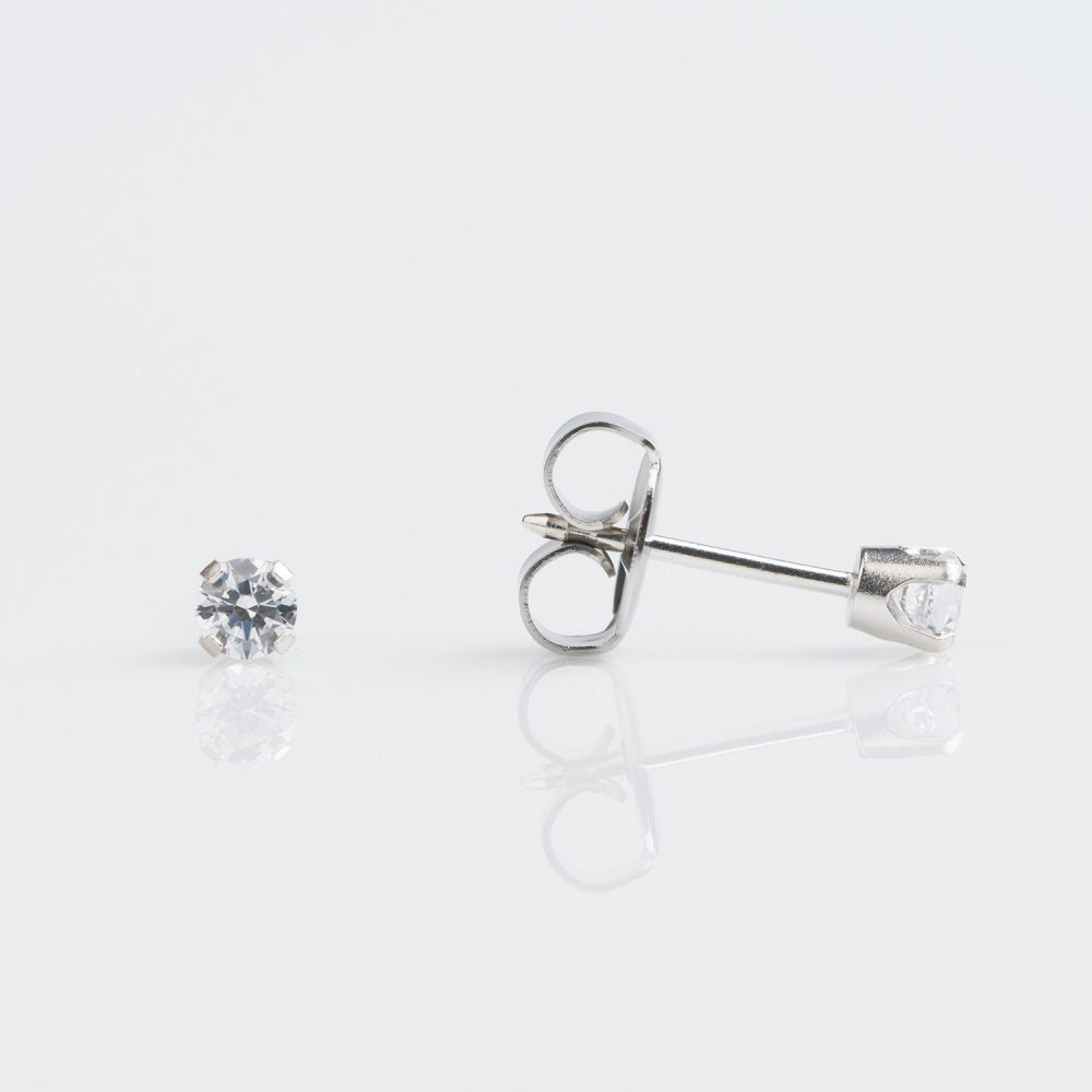 14CT WHITE GOLD TIFF. 3MM CUBIC ZIRCONIA