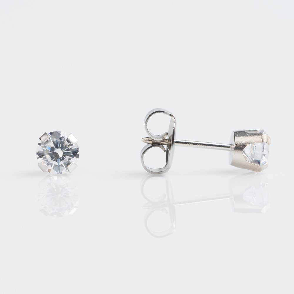 14CT WHITE GOLD TIFF. 5MM CUBIC ZIRCONIA