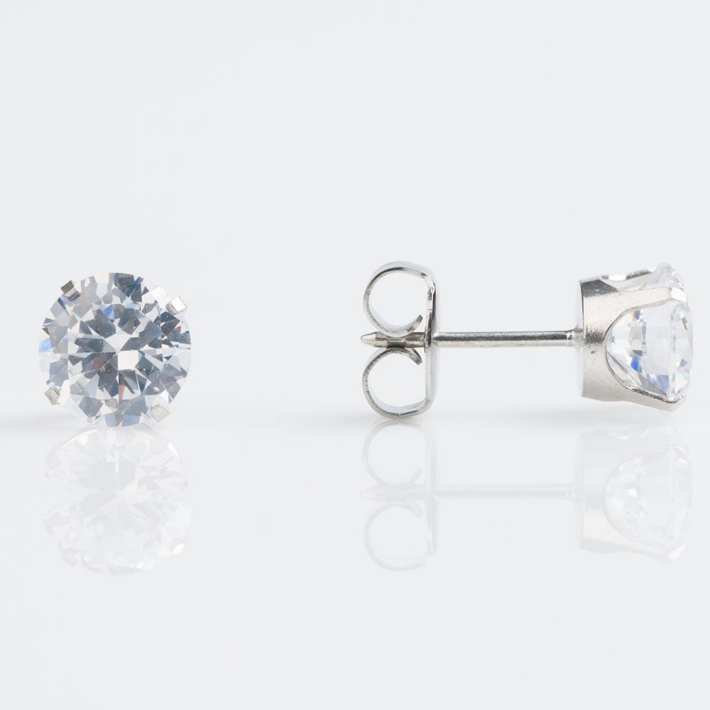 9CT WHITE GOLD TIFF. 7MM CUBIC ZIRCONIA - SPARKLN