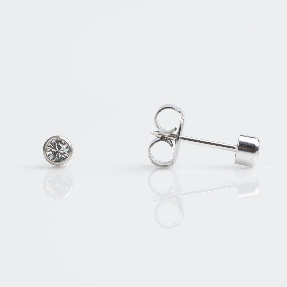 9CT WHITE GOLD BEZEL 3MM CUBIC ZIRCONIA - SPARKLN