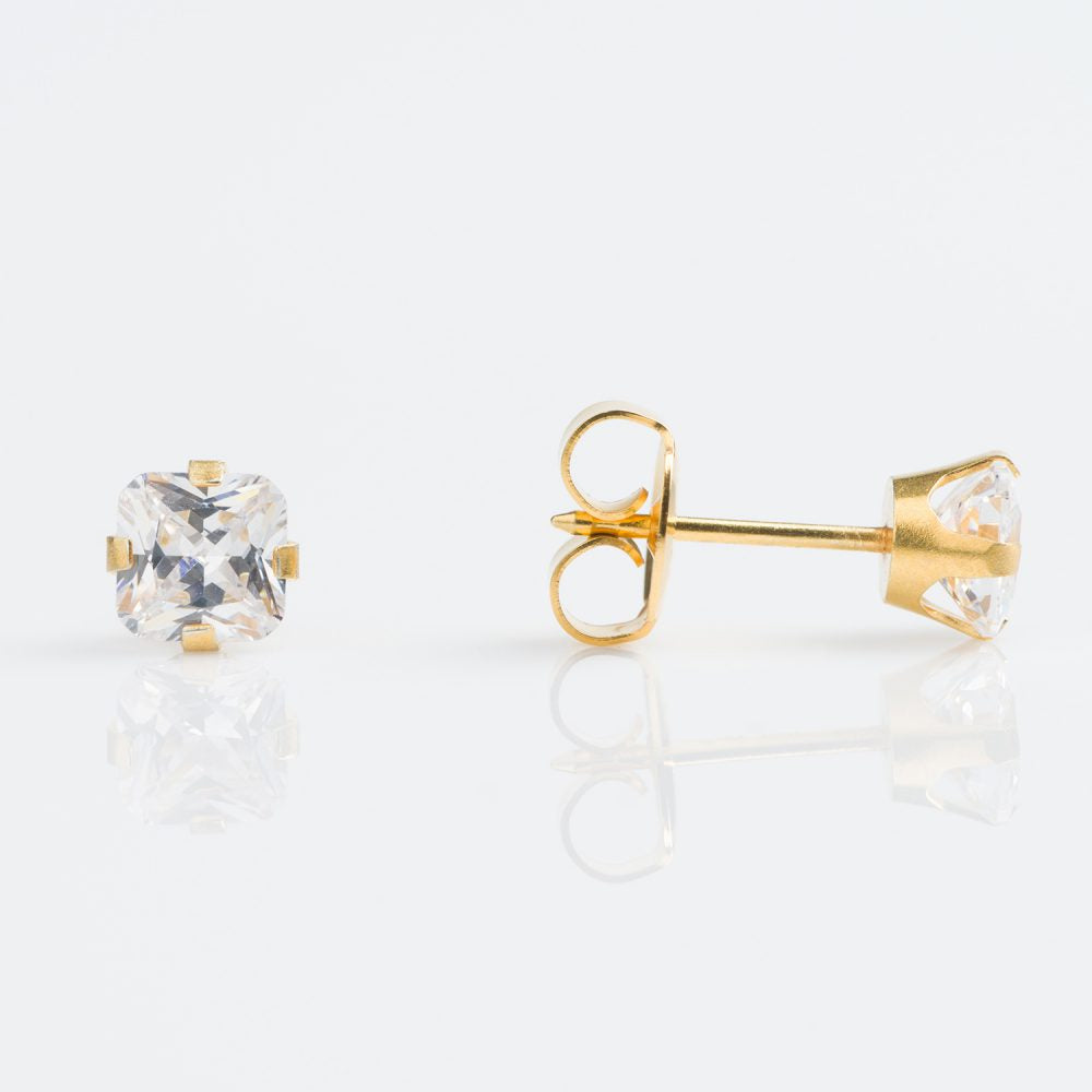 9CT GOLD PRINCESS CUT 5MM CUBIC ZIRCONIA - SPARKLN