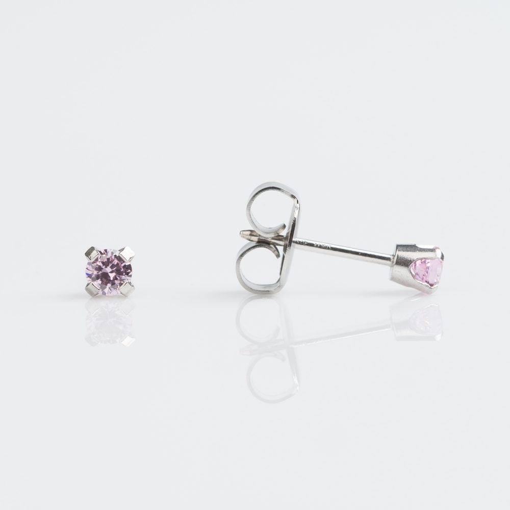 14CT WHITE GOLD TIFF. 4MM PINK CUBIC ZIRCONIA - SPARKLN