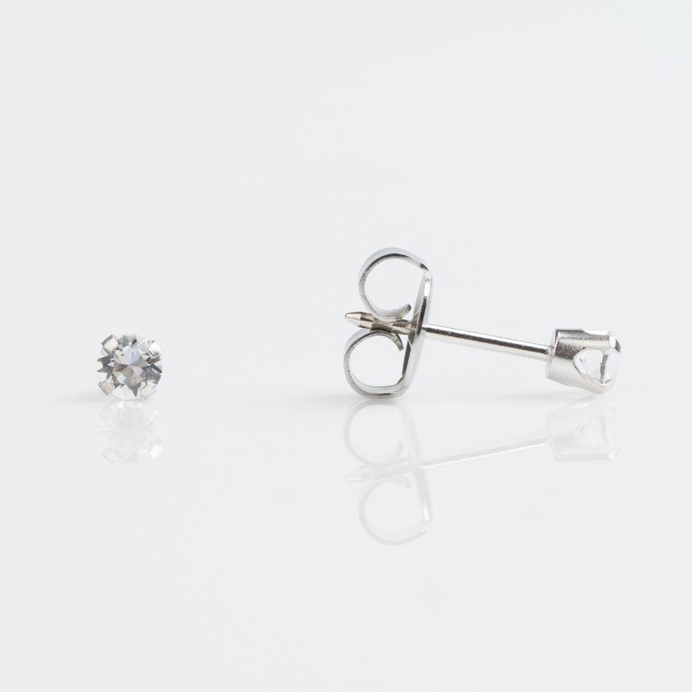 9CT WHITE GOLD TIFF. 3MM APRIL CRYSTAL - SPARKLN