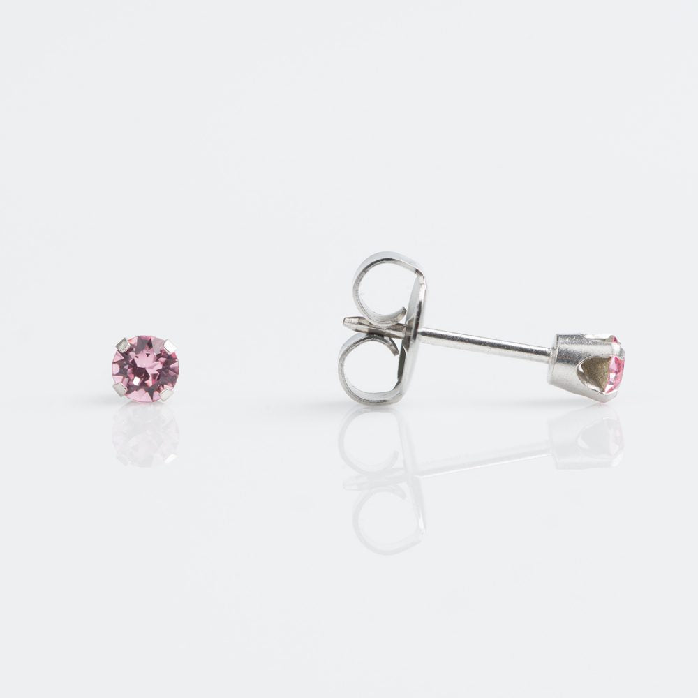 9CT WHITE GOLD TIFF. 4MM LIGHT ROSE - SPARKLN