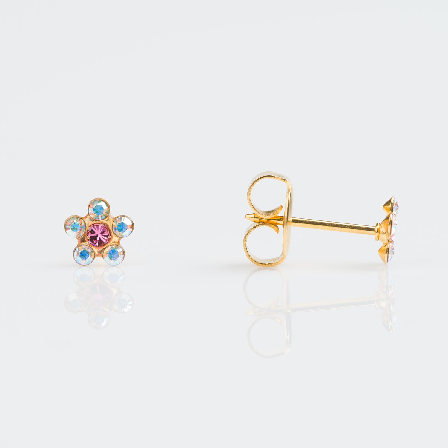 9CT GOLD 6 STONE DAISY AB CRYSTAL – ROSE