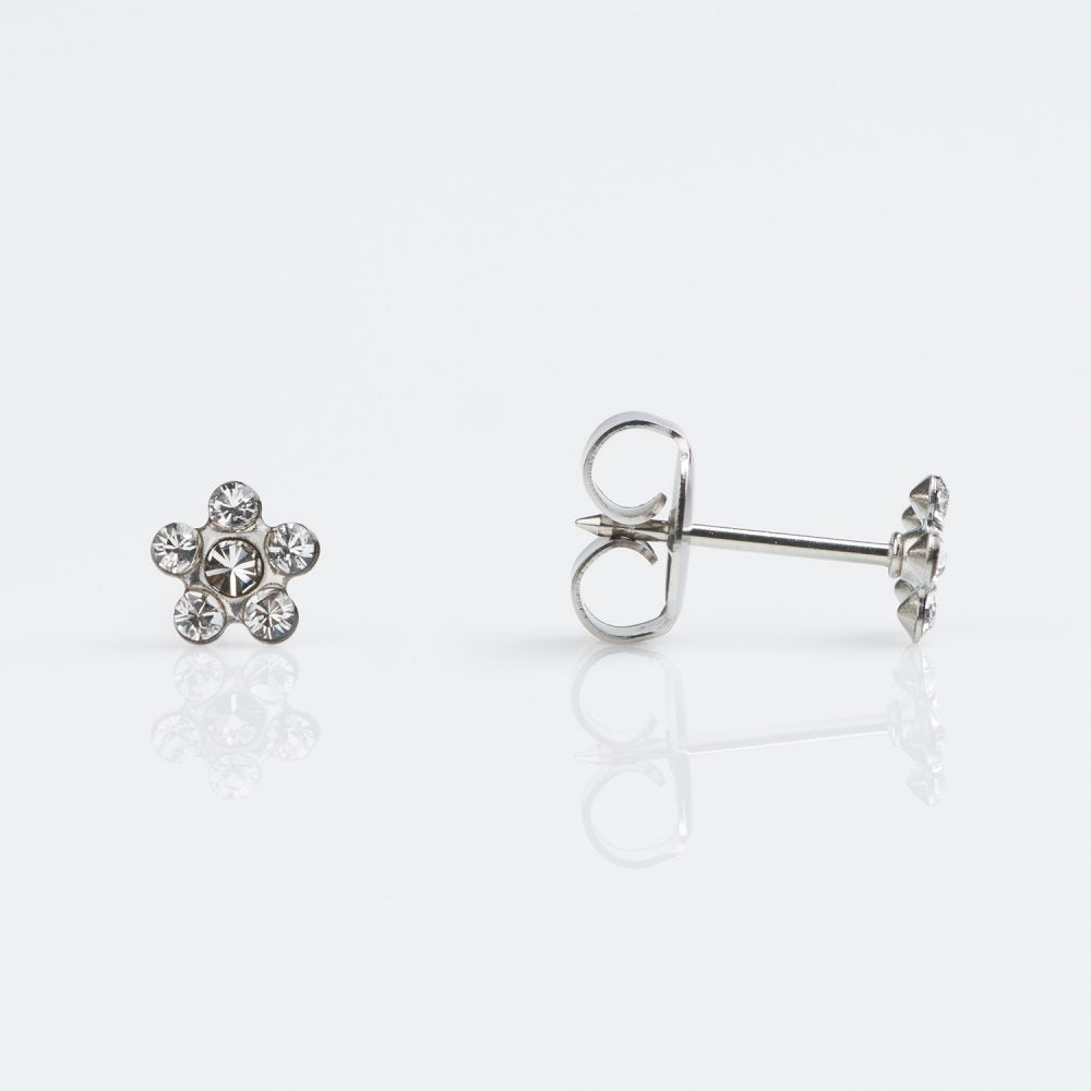 14CT WHITE GOLD 6 STONE DAISY CRYSTAL - SPARKLN