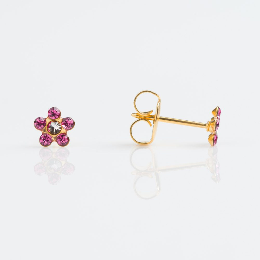 18CT GOLD 6 STONE DAISY ROSE – CRYSTAL - SPARKLN