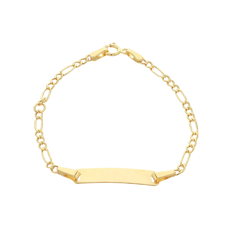 FREE ENGRAVING - 9CT YELLOW GOLD FIGARO 17MM X 4.5MM ID CHILD'S ADJUSTABLE BRACELET 26.5CM/10.5"- 33CM/13"