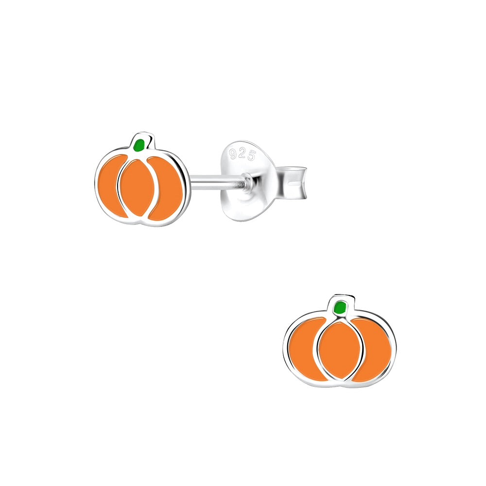 Sterling Silver Pumpkin Ear Studs