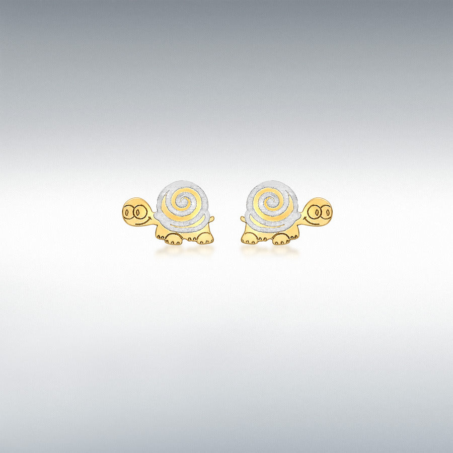 9CT 2-COLOUR GOLD 8MM X 5MM TORTOISE STUD EARRINGS