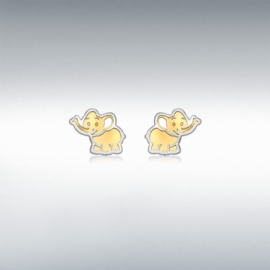 9CT 2-COLOUR GOLD 6MM X 7MM ELEPHANT STUD EARRINGS