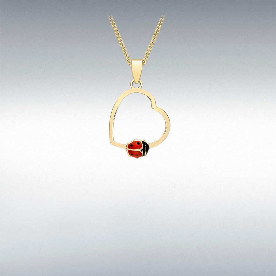 Gold heart lady bird necklace