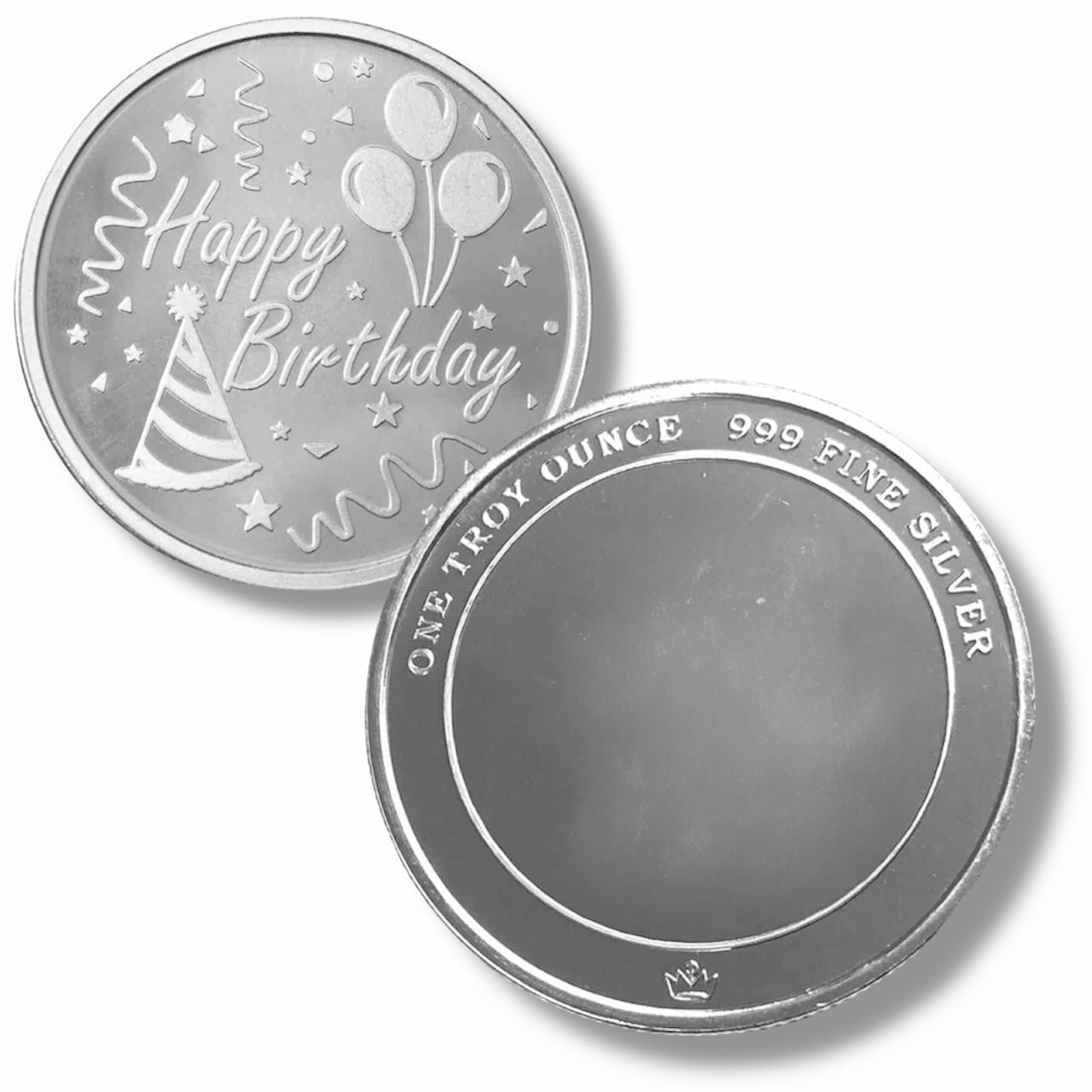 Fine Silver birthday-themed coin with text and graphics