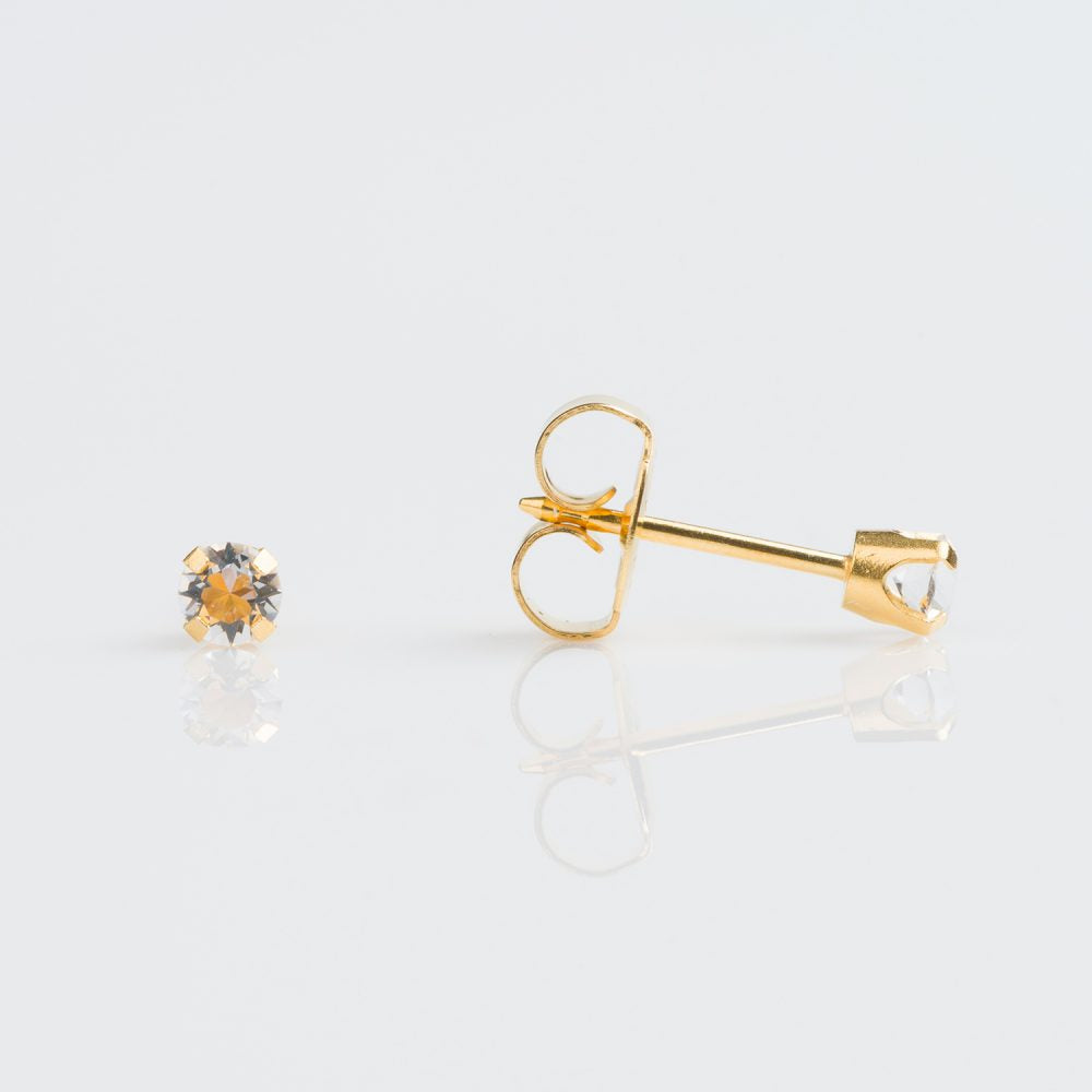 18CT GOLD TIFF. 3MM APRIL CRYSTAL
