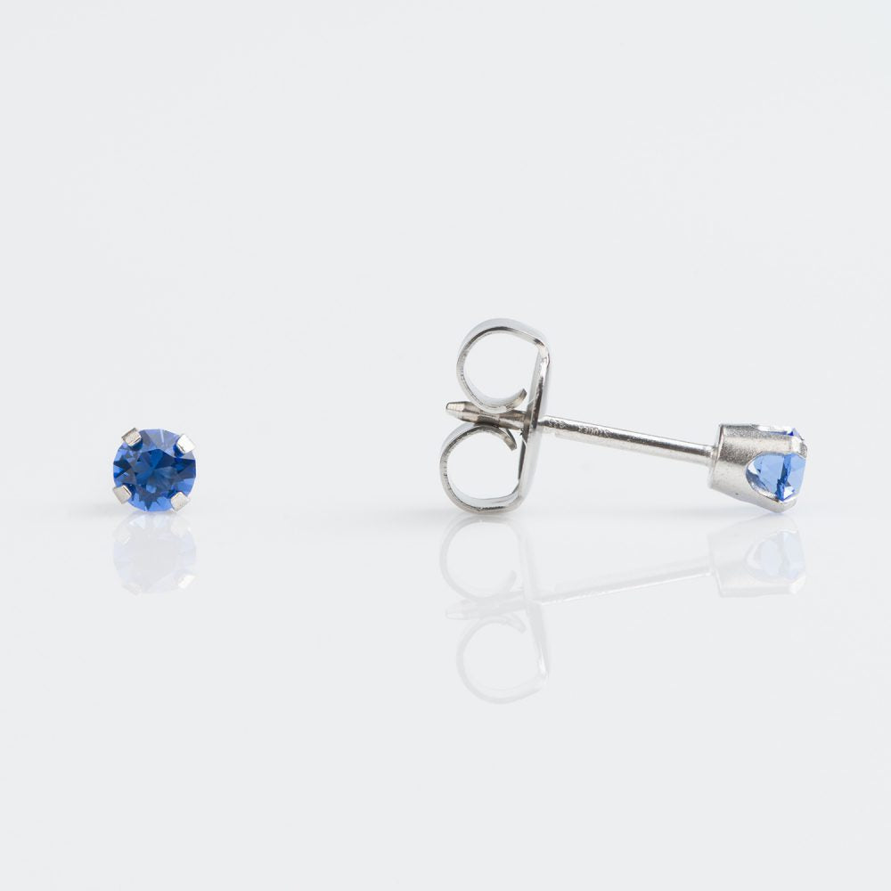 9CT WHITE GOLD TIFF. 3MM SEPTEMBER SAPPHIRE