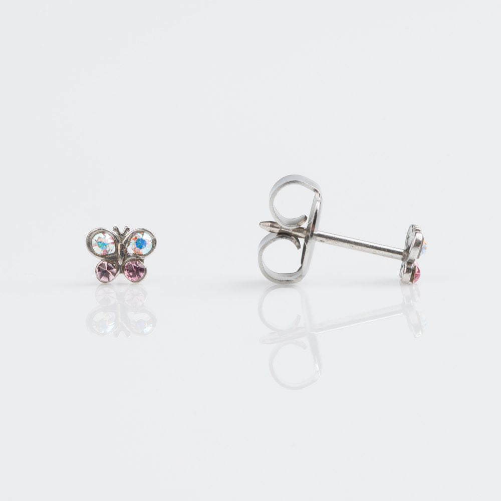 14CT WHITE GOLD MINI BUTTERFLY AB CRYSTAL/LIGHT ROSE