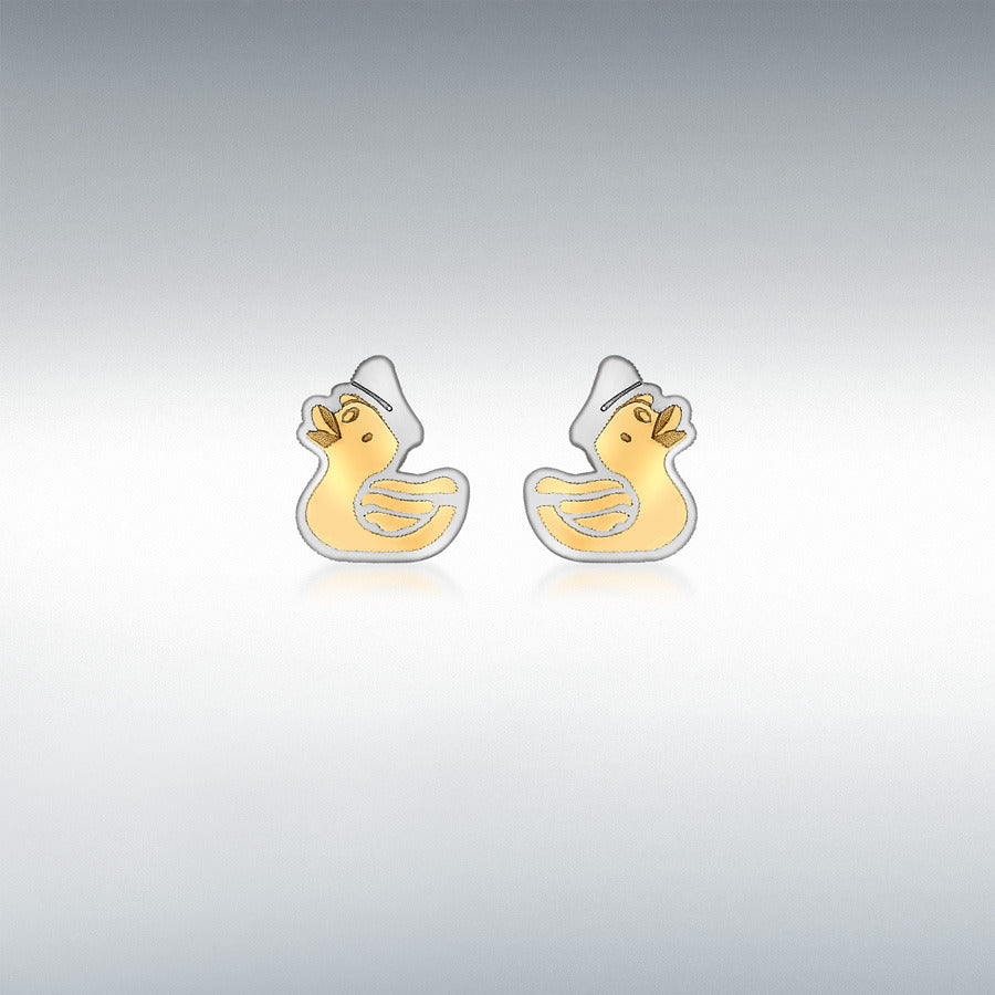 9CT 2-COLOUR GOLD 6MM X 8MM DUCK STUD EARRINGS