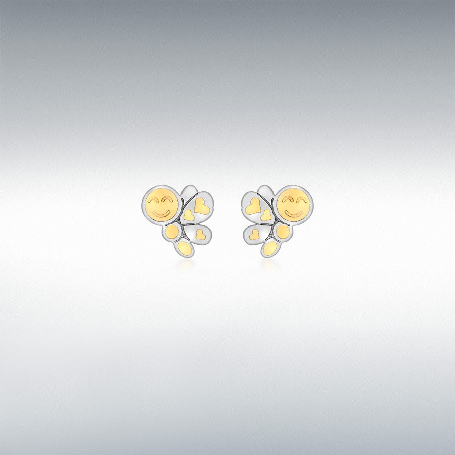 9CT 2-COLOUR GOLD 6MM X 5MM DRAGONFLY STUD EARRINGS
