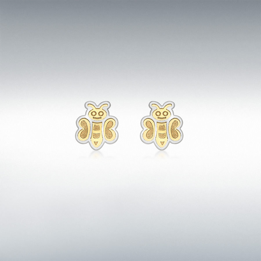 9CT 2-COLOUR GOLD 6MM X 7MM BUMBLE BEE STUD EARRINGS