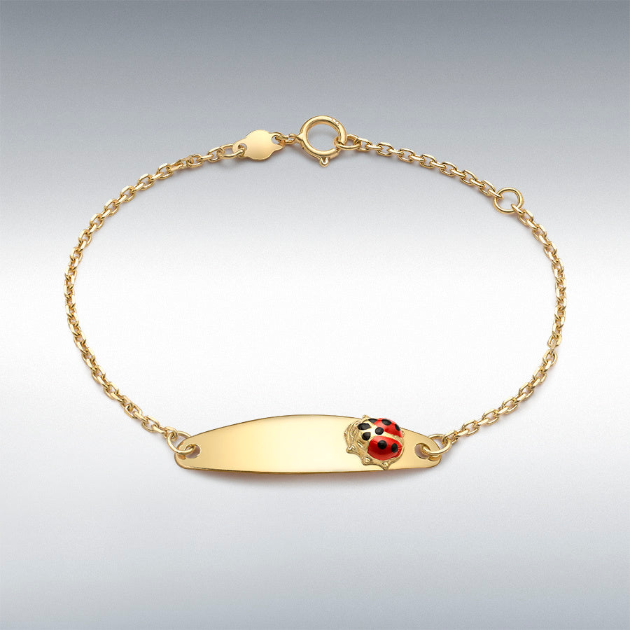 9CT YELLOW GOLD LADYBIRD-DETAIL 25MM X 6.5MM ID CHILD'S ADJUSTABLE BRACELET 12CM/4.75"-14CM/5.5"
