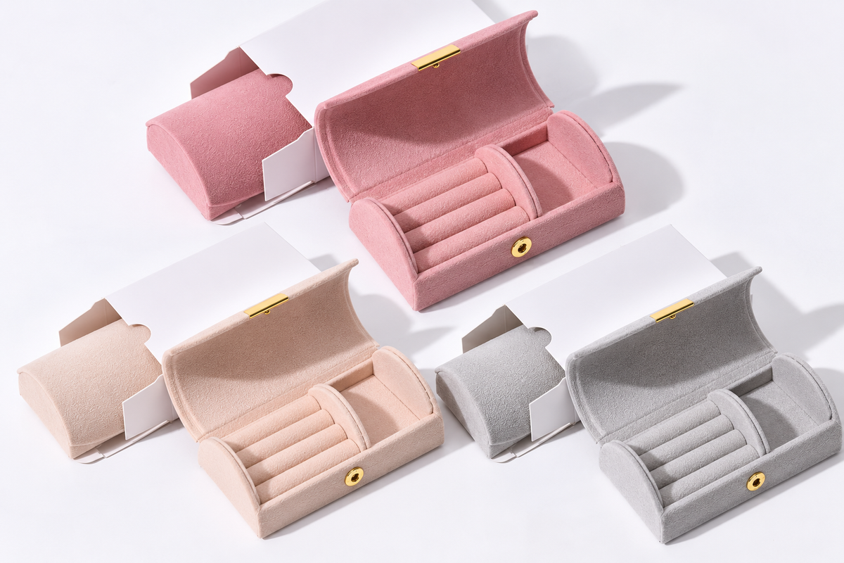 SPARKLN children's jewellery boxes in pink, blush and grey with gold-tone details and earring storage